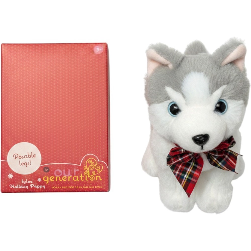 Our Generation Igloo Holiday Puppy Husky Posable Plush for 18in Dolls BD35543